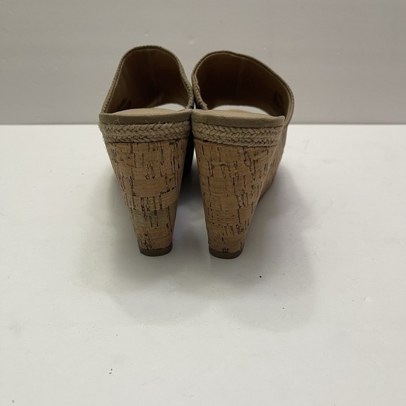 American Rag Shiraf Wedge Slide Beige Perforated Suede Cork Size 8 - Picture 5 of 11